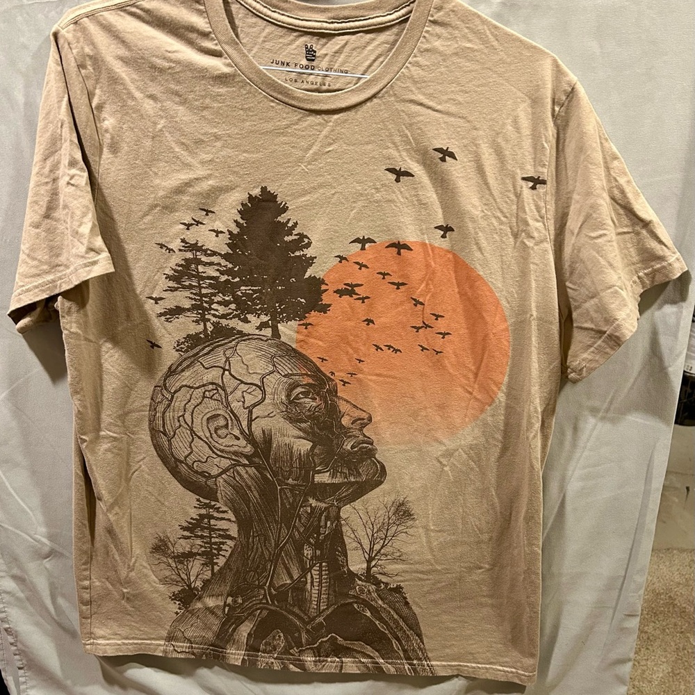 Junk Food Clothing Tan and Orange Short Sleeve Tee with Nature Design